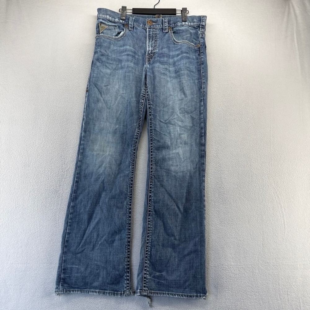 Vintage Silver Jeans Mens 36x34 Fit 36x34 Blue Grayson Bootcut Distressed y2k